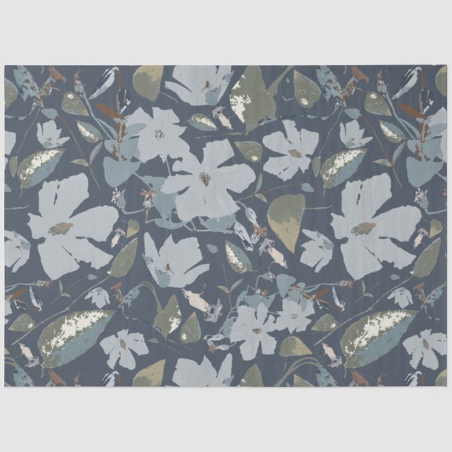 Papier Mousseline Jolies fleurs bleues de Clematis florales (Recto)