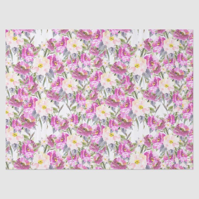 Papier Mousseline Jolies Fleurs Roses (Recto)