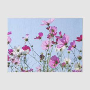 Papier Mousseline Jolies fleurs roses de prairie printanière