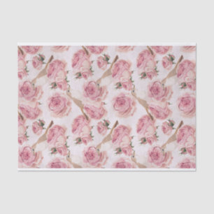 Papier Mousseline Jolies oiseaux perchés sur des roses roses Motifs