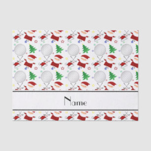 Papier Mousseline Jouer au golf nommé personnalisé de Noël blanc