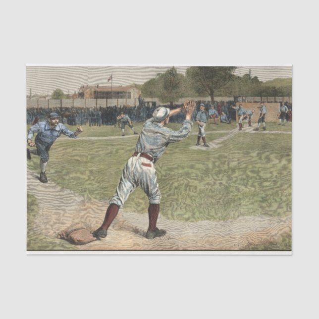 Papier Mousseline Joueur de baseball lancé à la deuxième base (Recto)