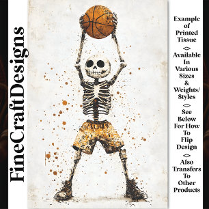 Papier Mousseline Joueur de basket-ball squelette effrayant AJ7 déco