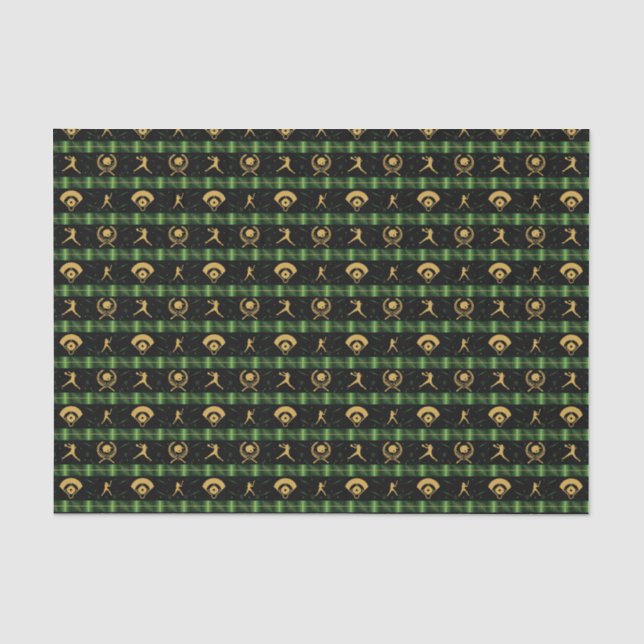 Papier Mousseline Joueur de softball de Noël - Filles Green Check (Recto)