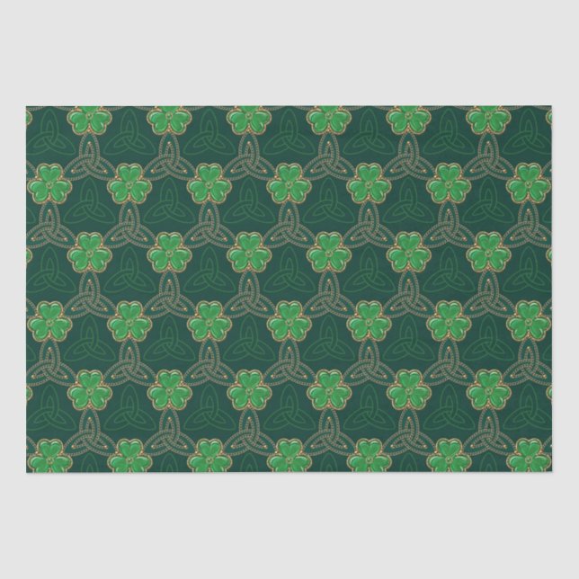 Papier Mousseline Jour de la Saint Patrick géométrique Celtic Triske (Recto)
