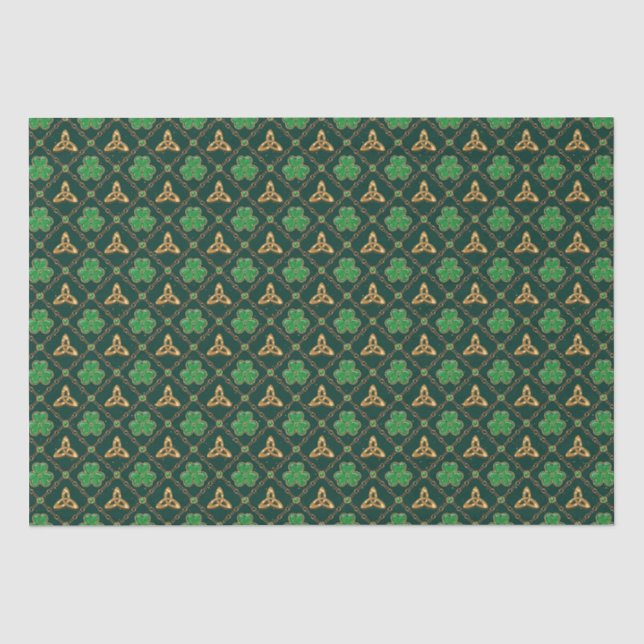 Papier Mousseline Jour de la Saint Patrick géométrique Celtic Triske (Recto)