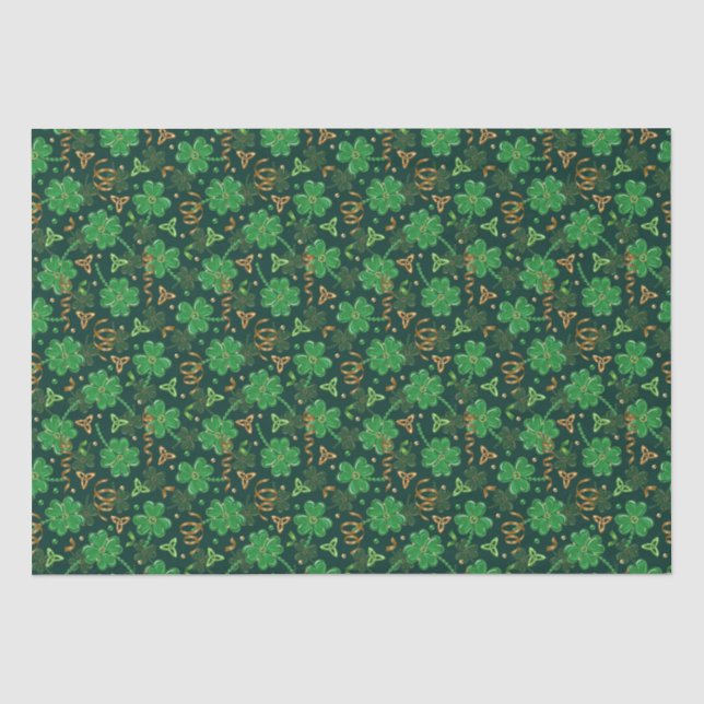 Papier Mousseline Jour de la Saint Patrick Gold Trefoil Ruban Lucky  (Recto)