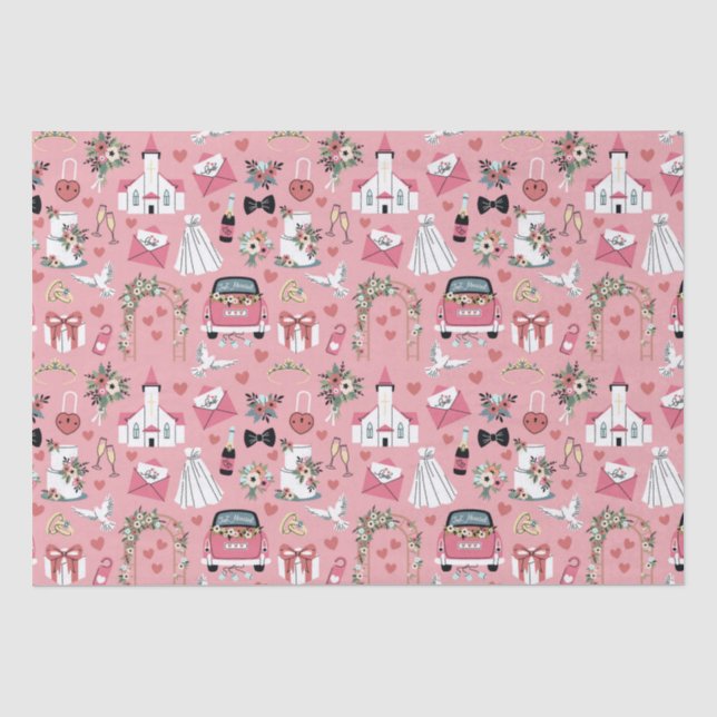 Papier Mousseline Jour de Mariage en Rose (Recto)