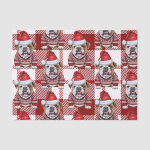Papier Mousseline Jour de Noël de Chien de taureau blanc rouge
