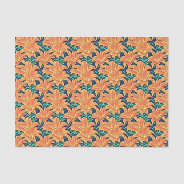 Papier Mousseline Jour d'Orange avec des Feuilles verts (Recto)