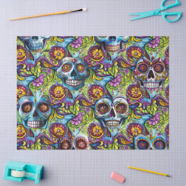 Papier Mousseline Jour du crâne de sucre mort (Artisanat)