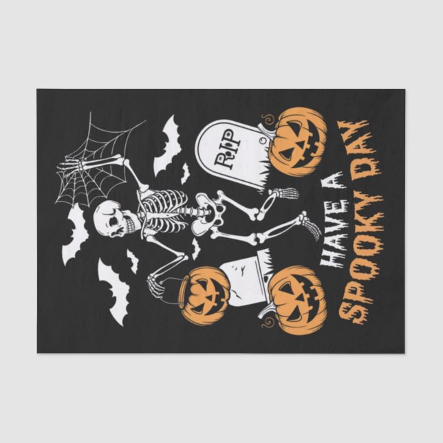 Papier Mousseline Jour Éffrayant Halloween Witch Cadeau Skeleton (Recto)