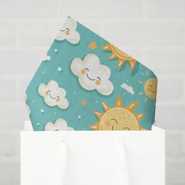 Papier Mousseline Jour Ensoleillé Turquoise  (Sac cadeau)