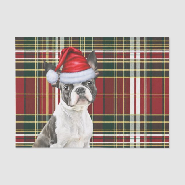 Papier Mousseline Jour férié Noël Boston Terrier Amoureux des chiens (Recto)