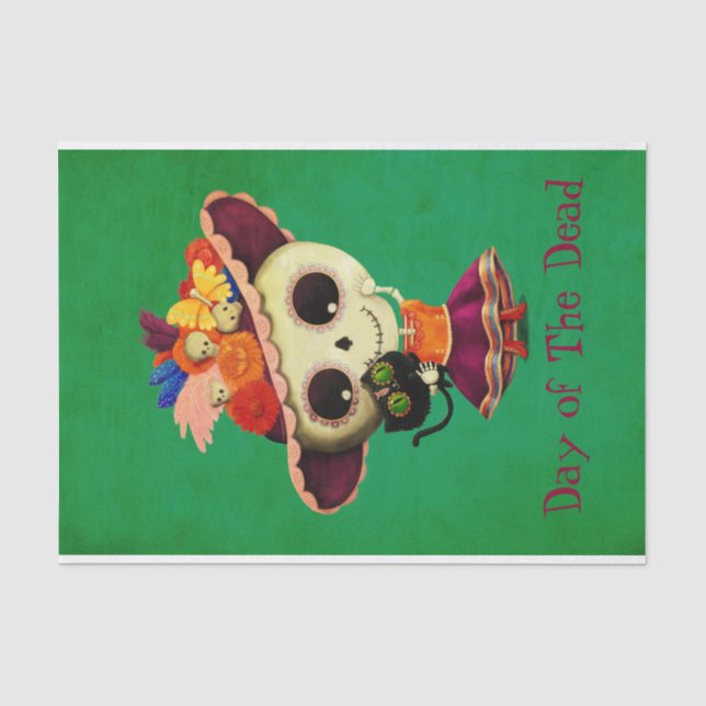 Papier Mousseline Jour mexicain mignon de la fille morte (Recto)