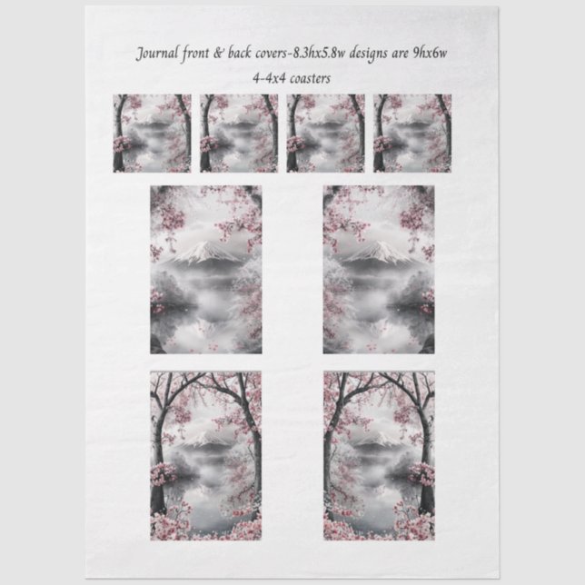 Papier Mousseline Journal Covers Mount Fuji Cherry Blossom Coasters  (Recto)
