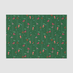 Papier Mousseline Joy birds Noël vert