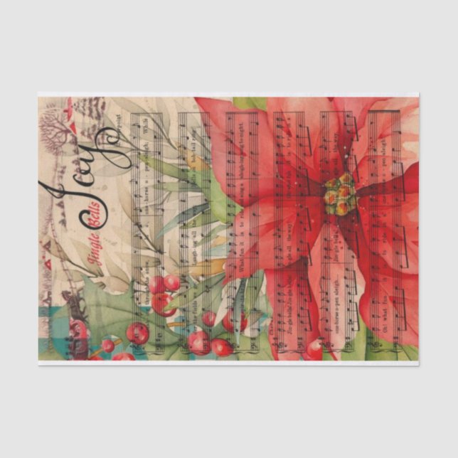 Papier Mousseline Joy Christmas Poinsettia Musical (Recto)