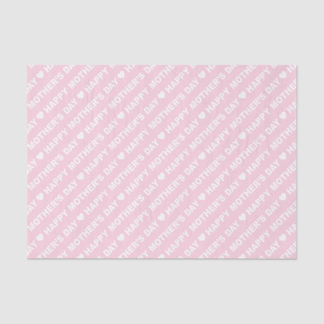 Papier Mousseline Joyeuse fête des mères blanc sur rose clair (Recto)