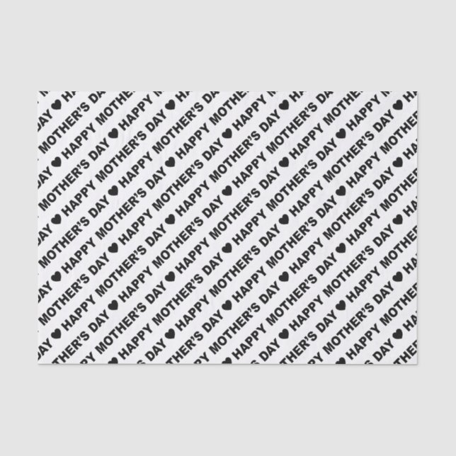 Papier Mousseline Joyeuse fête des mères Noir sur papier Tissu blanc (Recto)