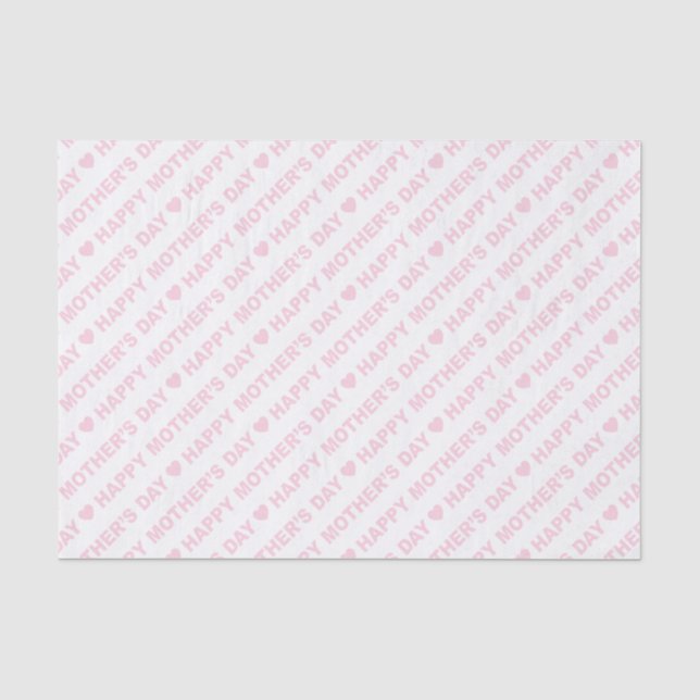 Papier Mousseline Joyeuse fête des mères rose pâle sur blanc (Recto)