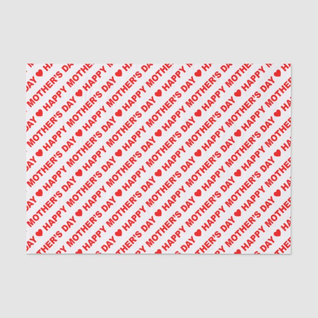 Papier Mousseline Joyeuse fête des mères rouge sur papier blanc (Recto)