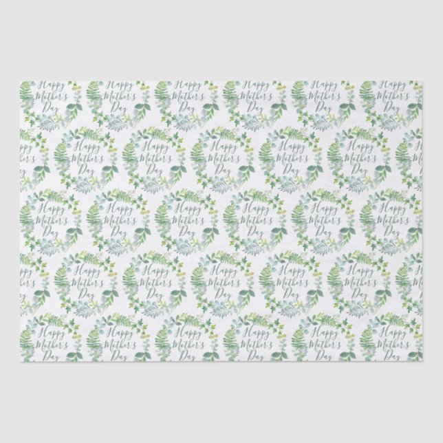 Papier Mousseline Joyeuse Fête des Mères Verdure Foliage Wreath (Recto)