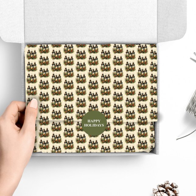 Papier Mousseline Joyeuses fêtes Lanternes d'hiver (Créateur téléchargé)