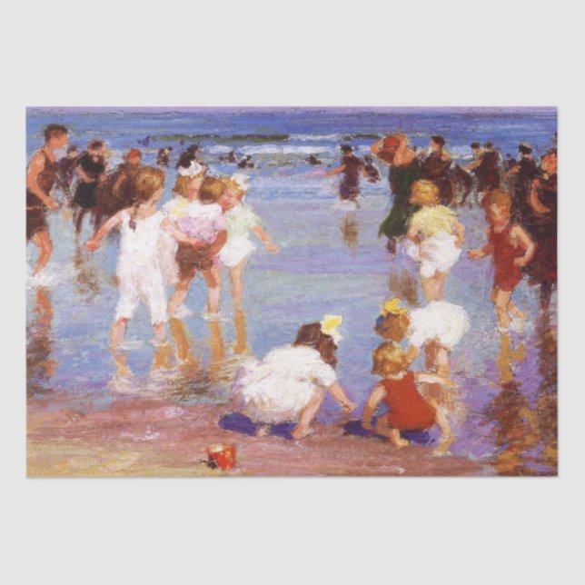 Papier Mousseline Joyeuses journées à la plage (par E.H. Potthast) (Recto)