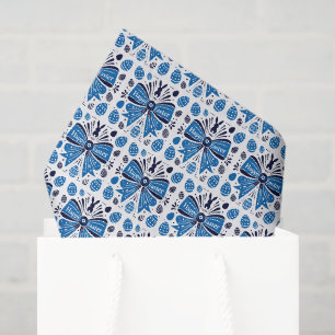 Papier Mousseline Joyeuses Pâques Arc Bleu Art Populaire Lapin & Œuf