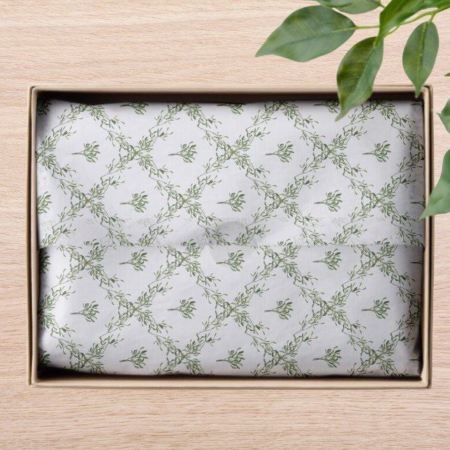 Papier Mousseline Joyeuses vacances Mistletoe Noël Verdure Floral (Créateur téléchargé)