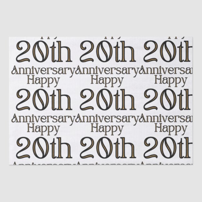 Papier Mousseline Joyeux 20e anniversaire (Recto)