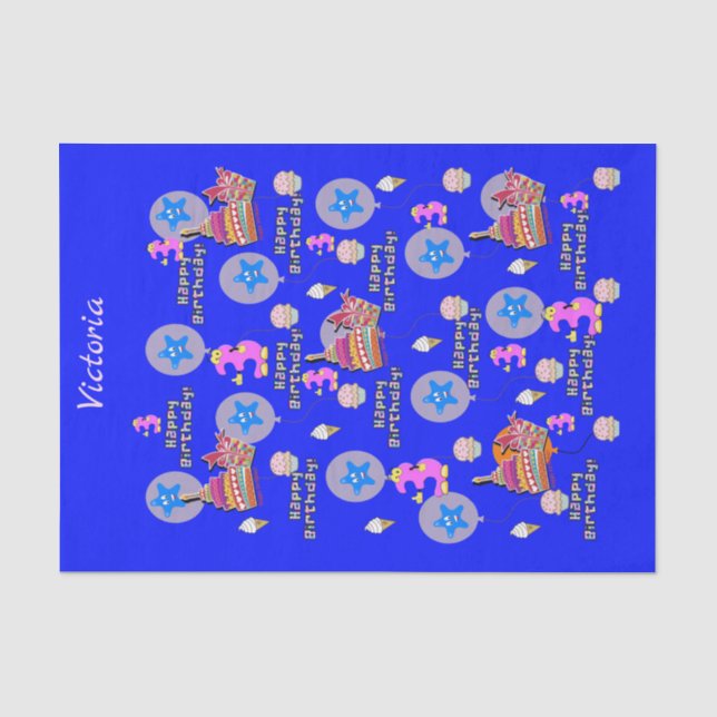 Papier Mousseline Joyeux 3e anniversaire Tissue Paper #3 (Recto)