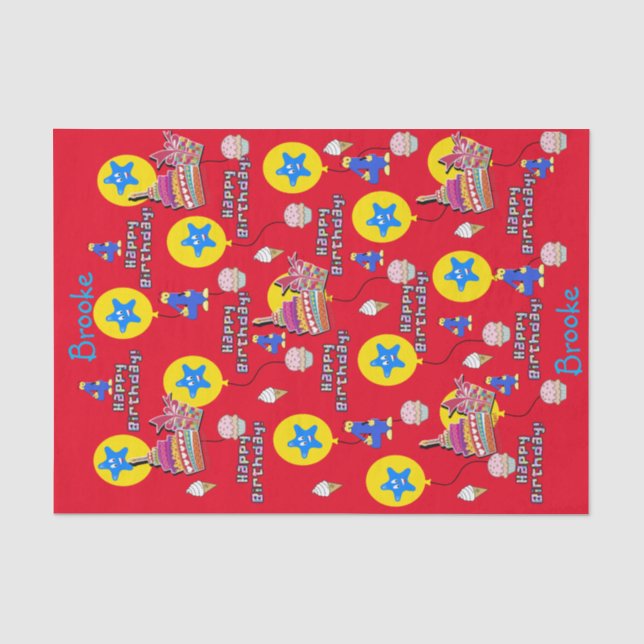 Papier Mousseline Joyeux 4e anniversaire Tissue Paper #4 Anniversair (Recto)