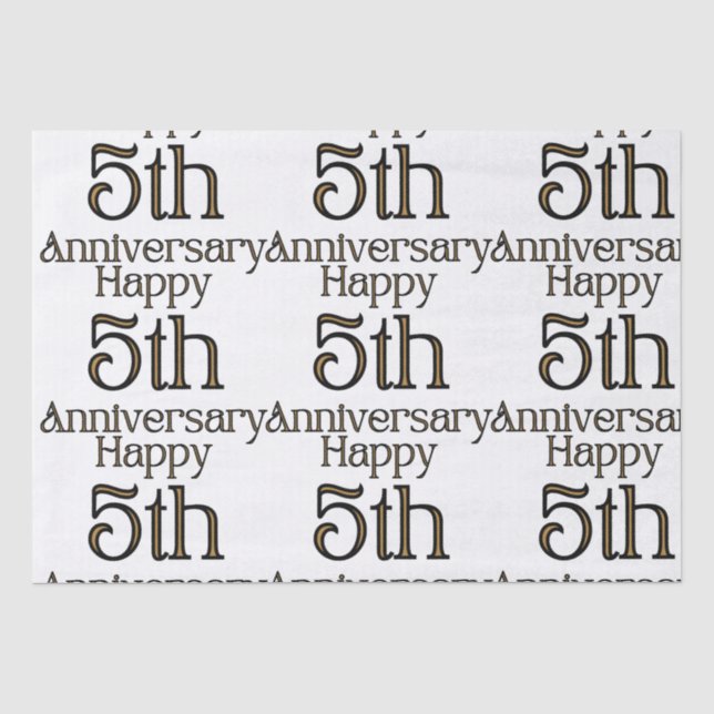 Papier Mousseline Joyeux 5e anniversaire (Recto)