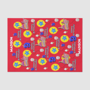 Papier Mousseline Joyeux 9e anniversaire Tissue Paper #9 Rouge