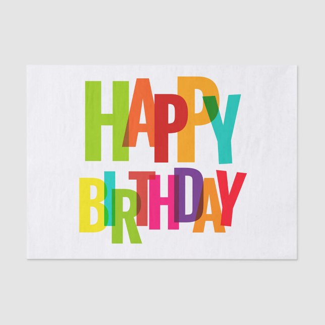 Papier Mousseline Joyeux anniversaire (A colorful graphic design with the words "HAPPY BIRTHDAY" )
