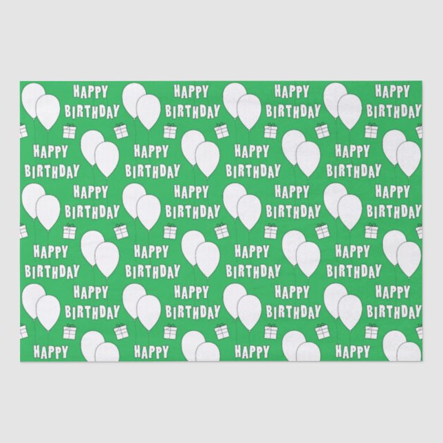 Papier Mousseline Joyeux anniversaire avec un Arrière - plan vert de (Recto)