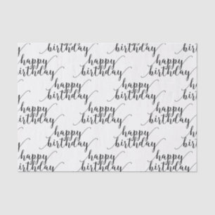 Papier Mousseline Joyeux anniversaire Black & White Script Type Part