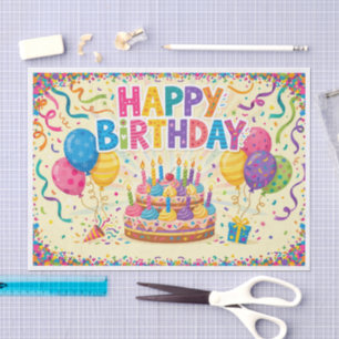 Papier Mousseline Joyeux anniversaire carte brillante forte vierge