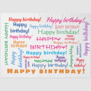 Papier Mousseline Joyeux anniversaire Colorful Fun Cloud de mot bril