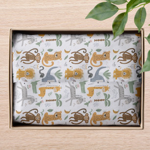 Papier Mousseline Joyeux Anniversaire Deux animaux sauvages mignons 