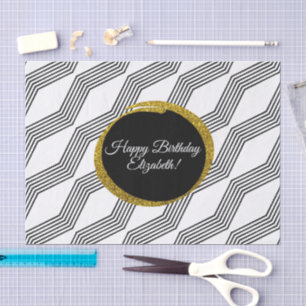 Papier Mousseline Joyeux anniversaire Elegant Gold Parties scintilla