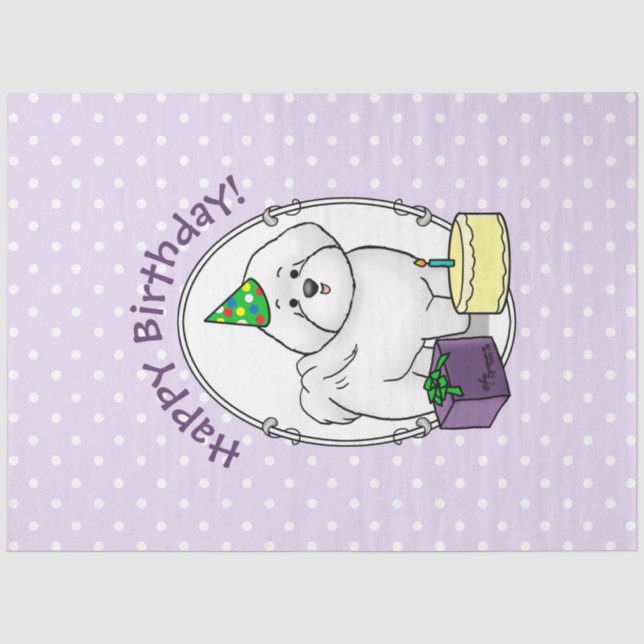 Papier Mousseline Joyeux anniversaire (fête) Bichon Frise Dog - mign (Recto)