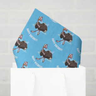 Papier Mousseline Joyeux Anniversaire Fête Ostrich Dancing Cartoon