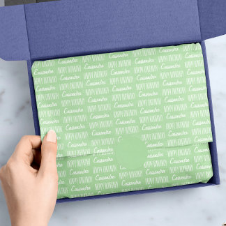 Papier Mousseline Joyeux Anniversaire Nom Livre vert Tissu