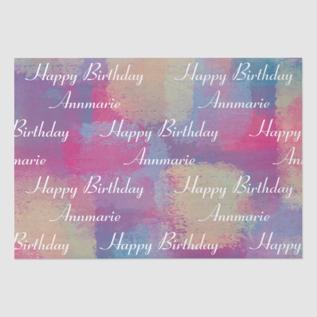 Papier Mousseline Joyeux Anniversaire Pastel Patchwork Tissu Papier (Recto)