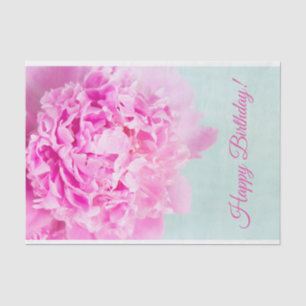Papier Mousseline Joyeux Anniversaire Rose Pivoine Pastel