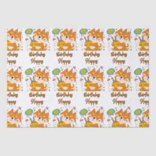 Papier Mousseline Joyeux Anniversaire Shiba Inu Tissue Paper