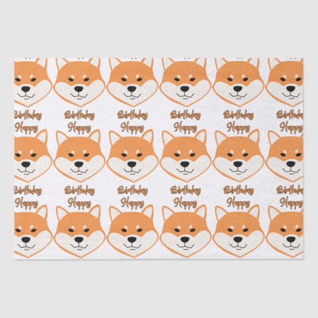Papier Mousseline Joyeux Anniversaire Shiba Inu Tissue Papier origin (Recto)